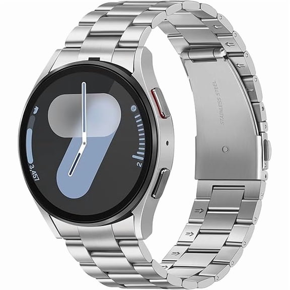 can Metal Bands Compatible with Samsung Galaxy Watch 7 6 5 4 FE Band 44mm 40mm/Galaxy Watch 6 Classic 47mm 43mm/5 Pro 45mm, No Gap Stainless Steel Strap for Women and Men, Silver