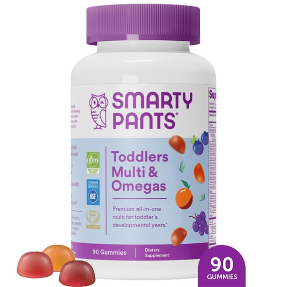 SmartyPants Toddler Multivitamin Gummies Kids Vitamins with Omega 3, 90 Ct