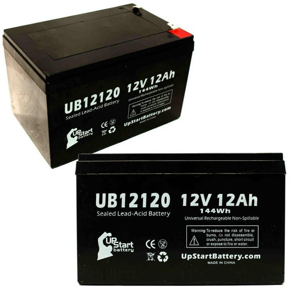 2x Pack - Compatible APC BACK-UPS ES BE750-CN Battery - Replacement UB12120 Universal Sealed Lead Acid Battery (12V 12Ah, 12000mAh, F1 Terminal, AGM, SLA) - Includes 4 F1 to F2 Terminal Adapters