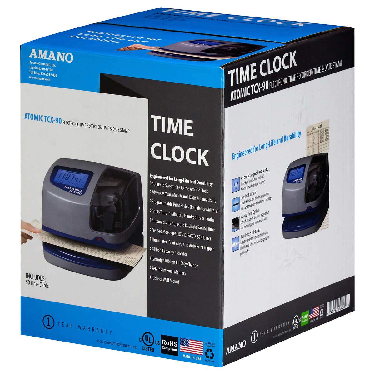 Amano Tcx 90 Atomic Time Clock With Time And Date Stamp Walmart Walmart 