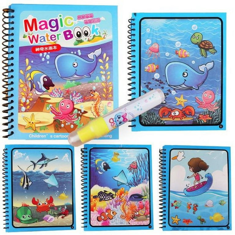 Vonter Water Doodle Book-Aqua Magic Book-Doodle Board for Road Trip Activities for Kids-Water Drawing Book-Aqua Book for Color Wonder for Age 3 4 5 6