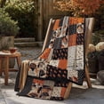 thumbnail image 5 of 27.6x39in Vintage Patchwork Halloween Flannel Throw Blanket,Fall Harvest Halloween Decorations,Soft Printed Decorative Blanket, Indoor Outdoor Farmhouse Sofa Couch Bed Living Room Holiday Decor Throw, 5 of 8