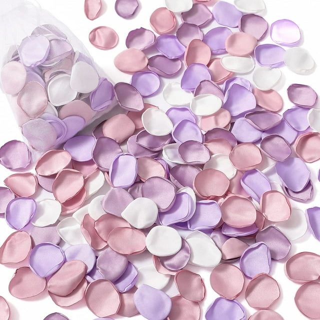 Pétalos de rosa de seda Serwalin, 300 unidades, mezcla morada y rosa