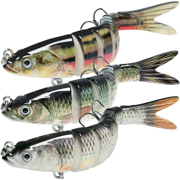 Bass Fishing Lures Kit for Freshwater Trout Fishing Bait 3pcs Hook Size:#4 Saltwater Multi Jointed Swimbait for Trout Crankbaits Bass Fishing 