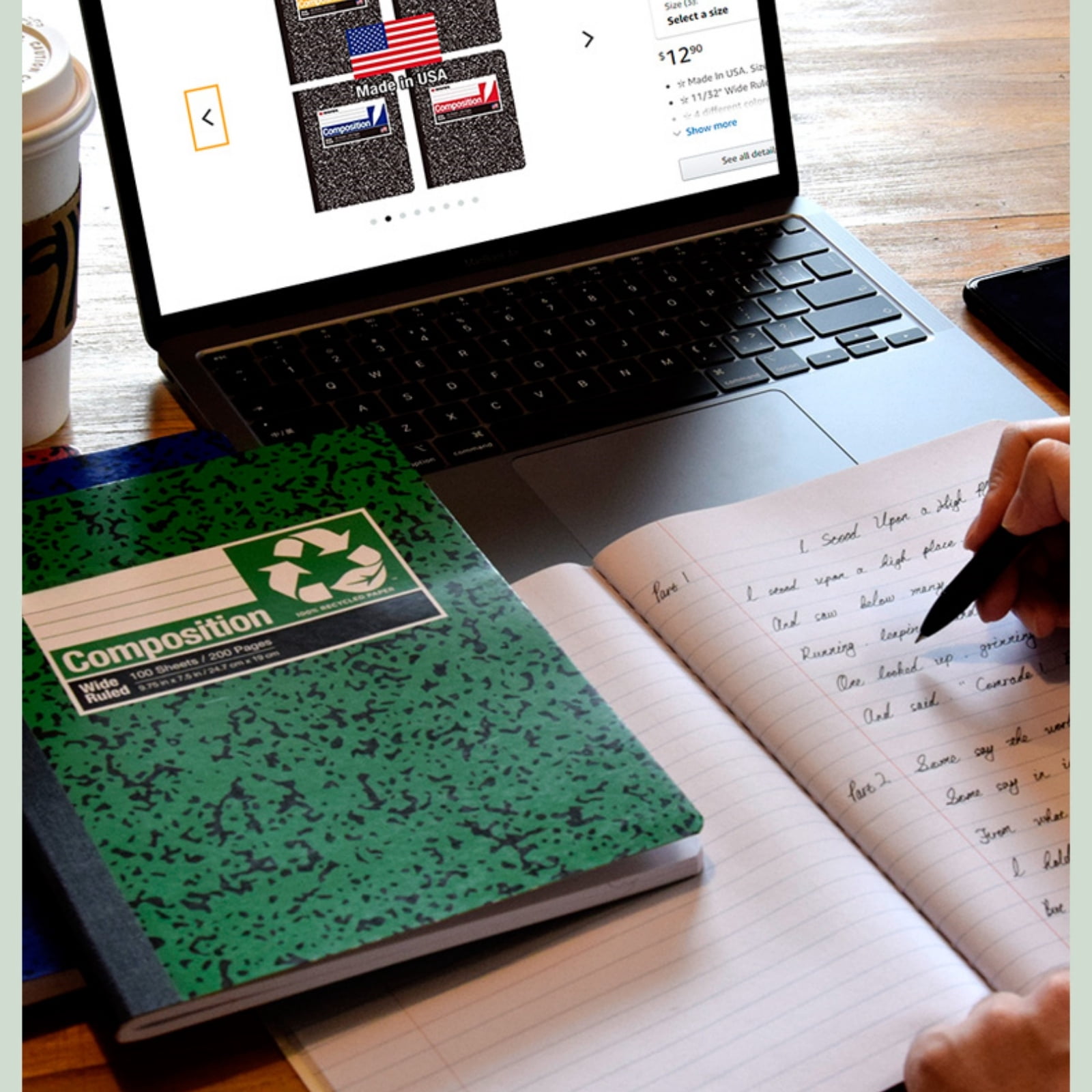 Composition Notebook,  Composition Notebook College Rule, Wide Ruled Paper, 100 Sheets Per Comp Book,  Composition Pads Assorted Colors