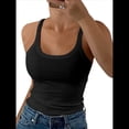 thumbnail image 1 of Camisola de Algodón Sin Mangas con Tirantes Finos, Cuello Redondo, Acanalada y Ajustada para Mujer Negro XS, 1 of 9