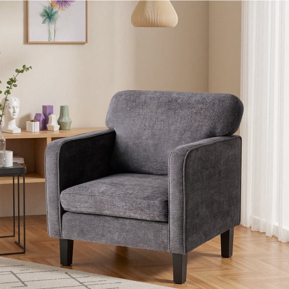 CONCETTA Fabric Accent Chair with Supportive Backrest and Armrest, Modern Comfy Chair for Living Room, Bedroom, or Office, Gray