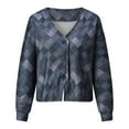 thumbnail image 5 of Kaondbfi Sweater Coat for Women, Casual Fashion Single Breasted Plaid Printed Long Sleeved Cardigan Loose V Neck Jacket Womens Winter Coat, 5 of 7