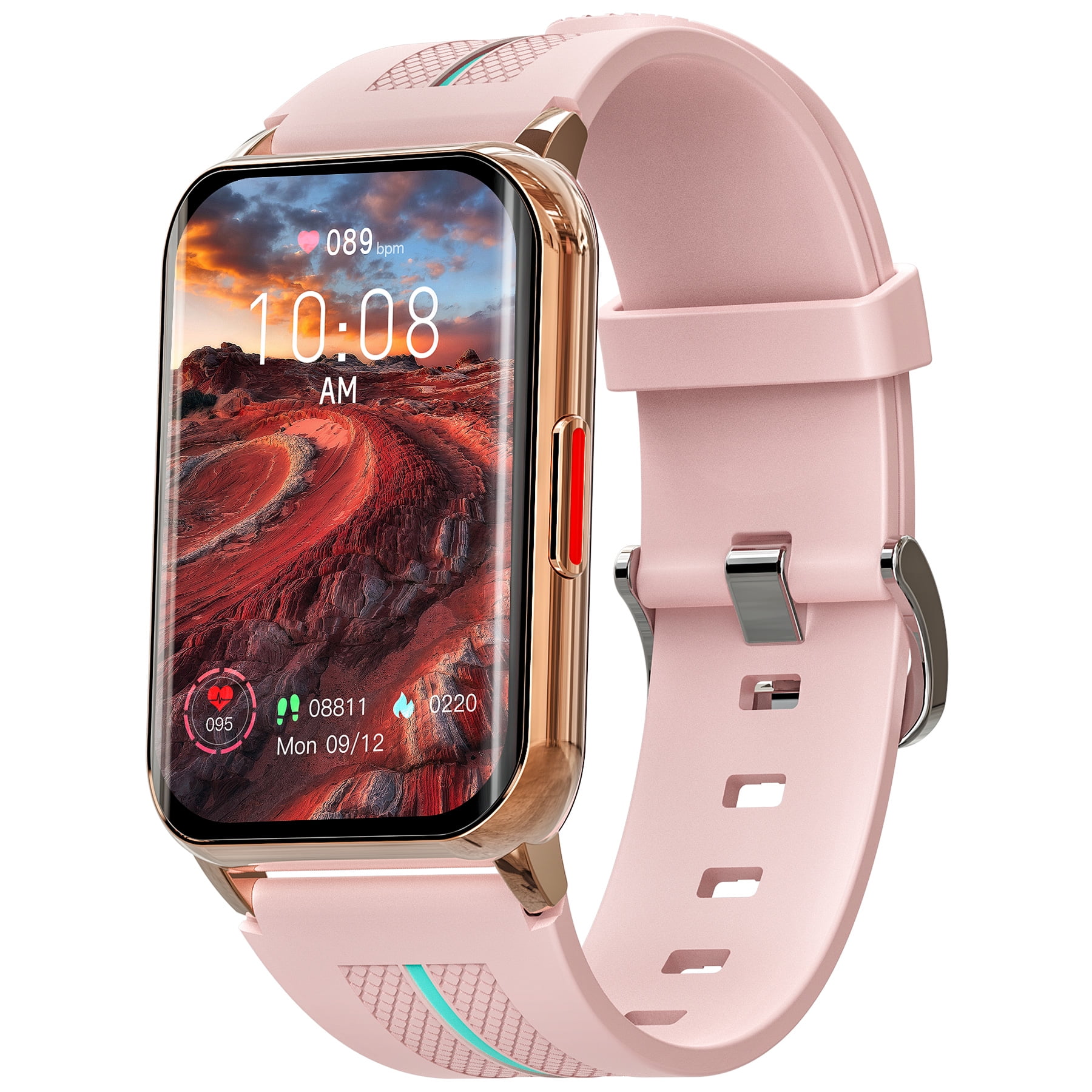 Carkira H76 2022 Smart Watch Ladies Men 1.57' Heart Rate Sleep Detection Fitness Tracker, Pink