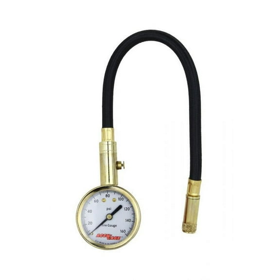 Accu-Gage by Milton Dial Tire Pressure Gauge with Straight Air Chuck and 11 in. Braided Hose (0-160 PSI)
