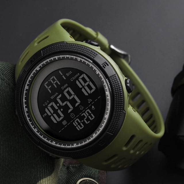 Reloj Deportivo Para Hombre, Correa De PU, Caja De Plástico, Reloj Electrónico, Retroiluminación LED A Prueba De Agua De 50M Para Gimnasio De Ejercicio Diario