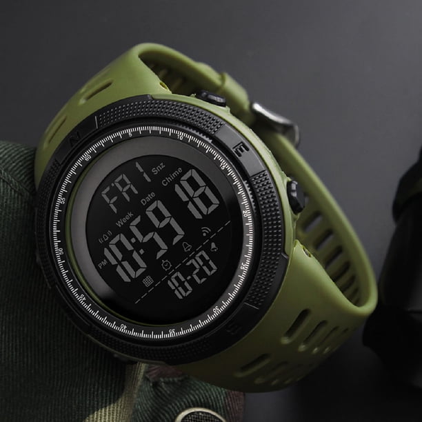 Reloj Deportivo Para Hombre, Correa De PU, Caja De Plástico, Reloj Electrónico, Retroiluminación LED A Prueba De Agua De 50M Para Gimnasio De Ejercicio Diario