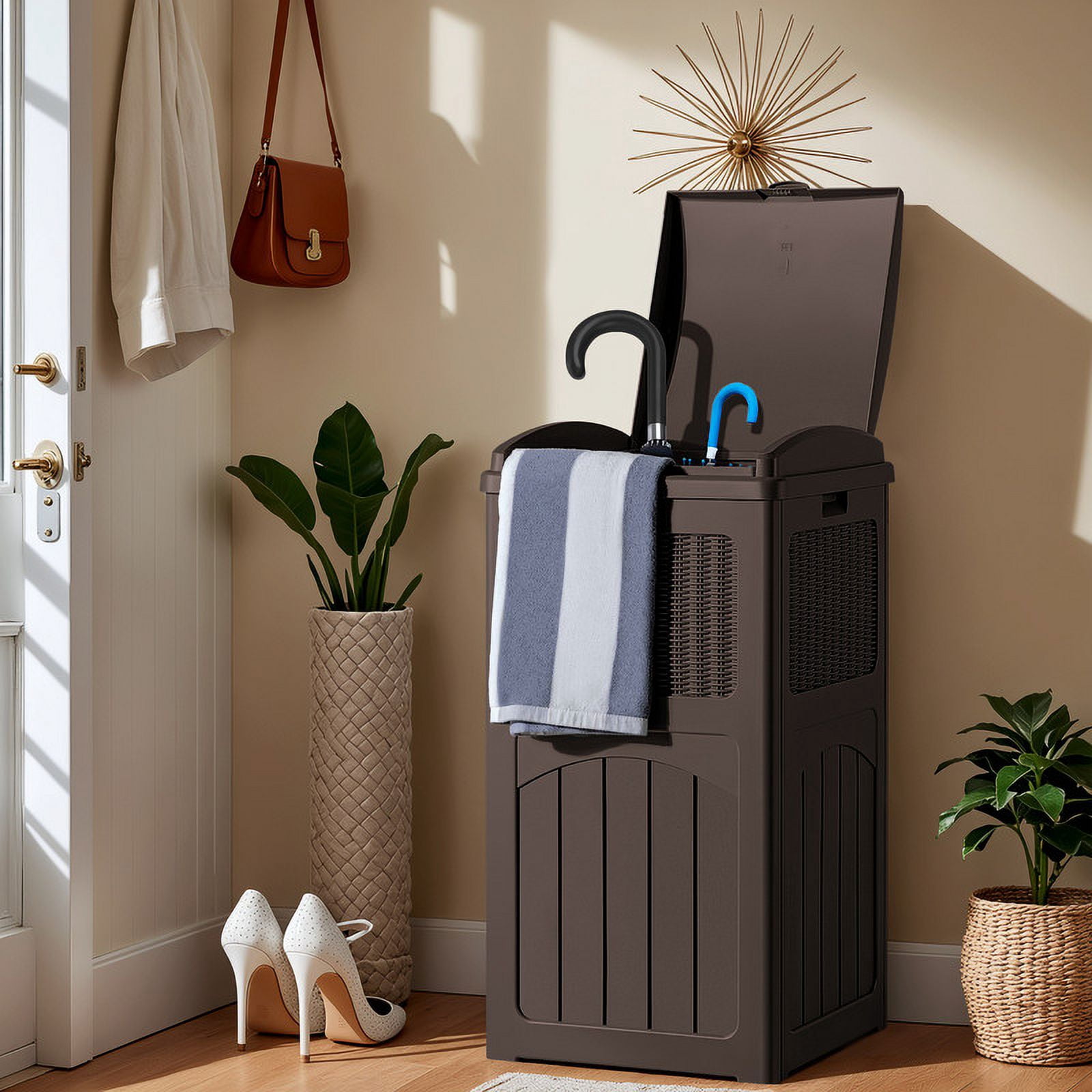 Homall Homes Gardens 36 Gallon Trash Can Plastic Kitchen Trash Can Dark Brown