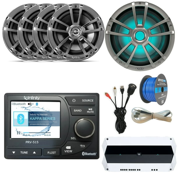 Complete Boat Audio Package HighPower Marine Bluetooth SiriusXM