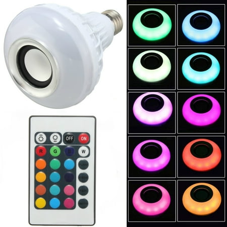 E27 LED RGB Bluetooth Speaker Bulb Color Music Speaker Smart Light Bulb Colorful Music Playing Smartphone Remote Control for Home Party (Best Smartphone For Playing Music)