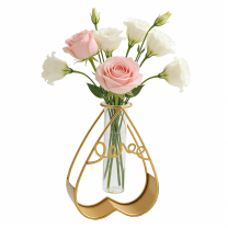 Modern Floral Centerpiece Arrangement | Artificial Flower Bouquet in Gold Glass Vase | Elegant Dining Table Decor for Living Room & Kitchen