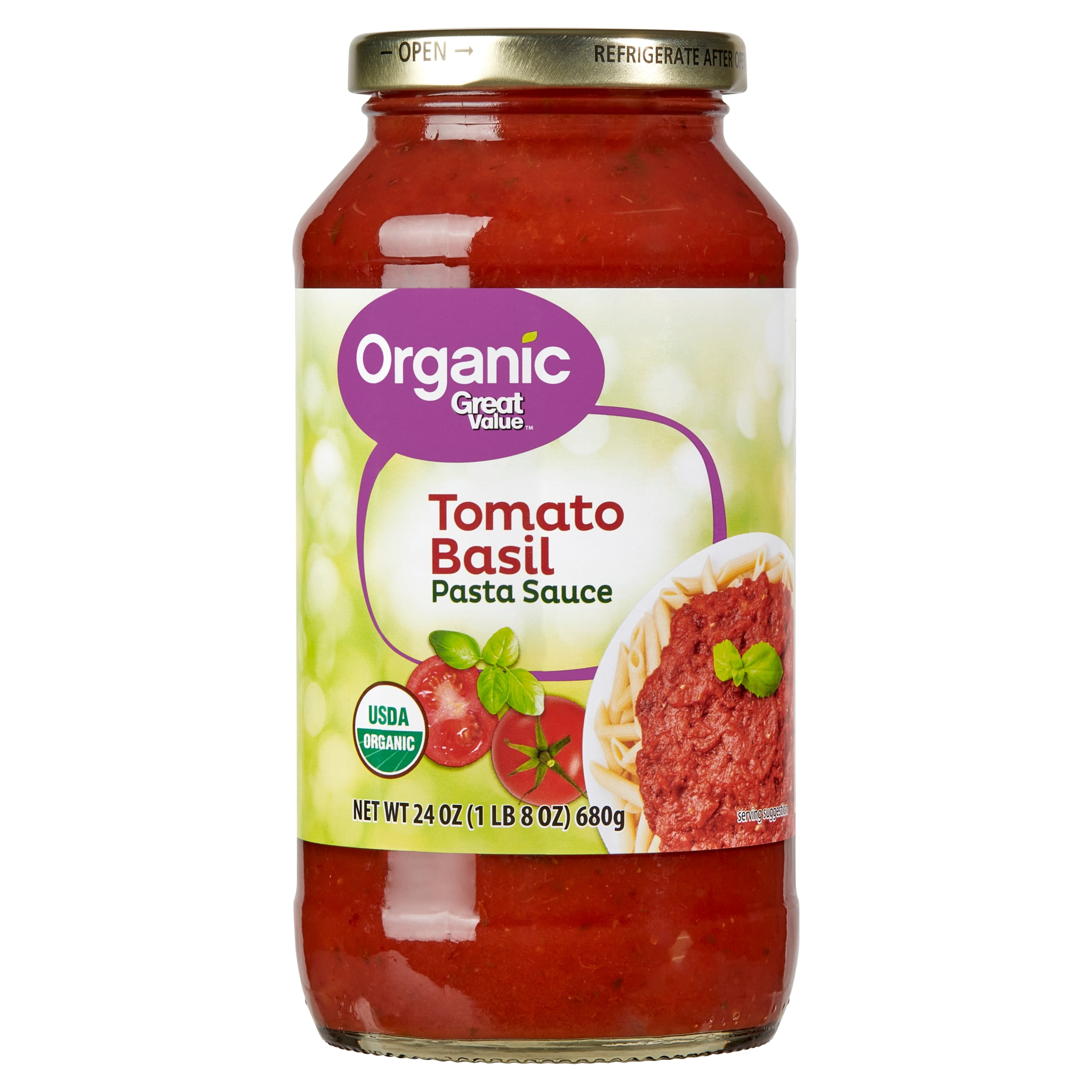 (3 pack) Great Value Organic Tomato Basil Pasta Sauce, 24 oz