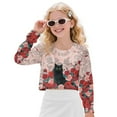 thumbnail image 3 of Xoenoiee Cat Rose Flower Print Girls Crop Top Sweatshirt Long Sleeve Pullover Tops Teen Girl Casual Round Neck Fall Winter Sweater, 13-14 Years, 3 of 7