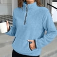 thumbnail image 4 of Womens Quarter Zip Pullover Sherpa Fleece Sweatshirt Oversized Zip Up Half Zip Seater Cozy Fuzzy Outerwear Pocket, 4 of 6