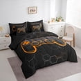 thumbnail image 3 of Manfei Neon Orange Gamepad Bedding Comforter Set 7pcs for Boy, Chic Honeycomb Abstract Queen Bedding Sets, Modern Video Game Reversible Queen Sheet Sets, Super Cozy Room Decor, 3 of 7