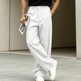 thumbnail image 6 of HOMADLES Mens Elastic Waist Work Pants Wide Leg Stretch Soft Athletic Pants Solid Color Side Pocket Casual Pants White Size M, 6 of 10