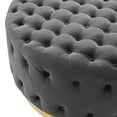 thumbnail image 6 of Tufted Accent Chair Ottoman, Round, Velvet, Grey Gray, Modern Contemporary Urban Design, Living Lounge Room Hotel Lobby Hospitality, 6 of 7