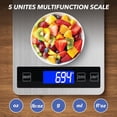 thumbnail image 2 of 33lb Food Kitchen Digital Scale,1g/0.05oz Precise Graduation, USB Charging Kitchen Scale, Waterproof Stainless Steel with LCD Display, Ounces and Grams for Weight Loss, Cooking, Baking (Silvery), 2 of 7