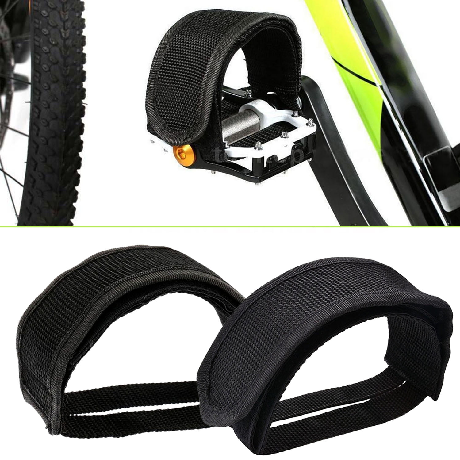 1 Pair Pedal Toe Clips Straps Tape Bicycle Foot Pedal Straps For Fixed Gear Bike