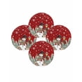 thumbnail image 7 of 15 Inch Round Placemats Set of 4, Red Christmas Non Slip Heat Insulation PP Table Mats, Snowman Xmas Snowflake Botanical Tree Washable Place Mats for Kitchen Dining Party Table Decor, 7 of 7
