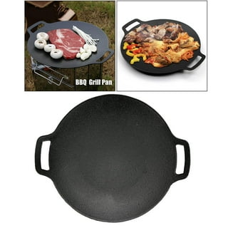  Cast Iron Griddle, Dual HandleRibbed Round Fry Pan for Gas  Electric Stovetop (31cm / 12.2in): Home & Kitchen