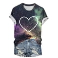 thumbnail image 5 of Tnhcen Women's Summer Starry Sky Print Round Neck Short Sleeve Basic Top – Casual Plus Size Shirts S-3XL Breathable Stretchy Tops, 5 of 7