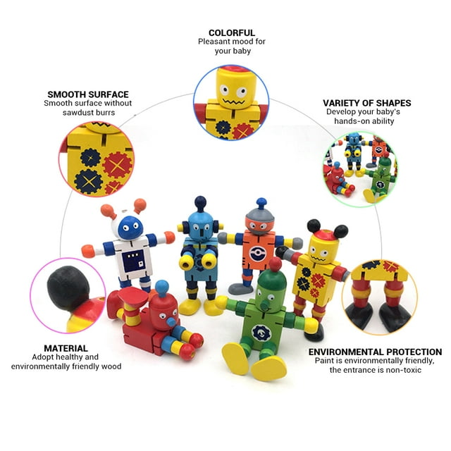 Marionetas De Madera De Nogal Robots Juguetes De Acción Articulaciones Flexibles Robots Regalo Para Niños Niños ANGGREK Otros