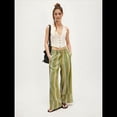 thumbnail image 3 of Pantalones de Rayas para Mujer, Cintura Alta, Pierna , Algodón y , Moda Playera, Cintura Elástica, Pantalones Casuales Sueltos. Verde XXL, 3 of 6