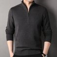 thumbnail image 5 of Suéter de lana de invierno para hombre, nueva camisa de punto con cremallera gruesa de lana pura, jersey para hombre de mediana edad, cuello alto medio, 5 of 5