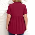 thumbnail image 6 of Maqroz Plus Size Womens V Neck Button Down Short Sleeve Peplum Top Summer Flowy Blouse Solid Color Tunic Shirt Loose Comfy Pullover for Women Daily Fashion, 6 of 7