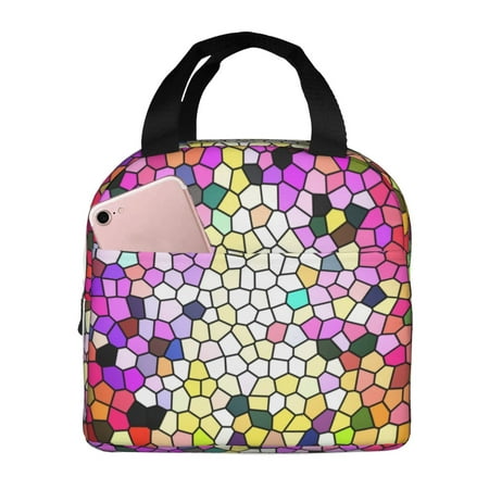Insulated Lunch Bag for Women Men - Colorful Tie Dye Stained Glass 3 Leakproof Cooler Lunch Box for Women Men  Lunch Tote Bags for Work School Picnic Travel