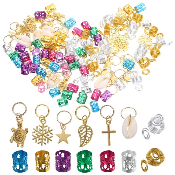 HOOWIFFY 150-Piece Aluminum Alloy Hair Braiding Jewelry and Styling Accessories for Women, Braid Decorations