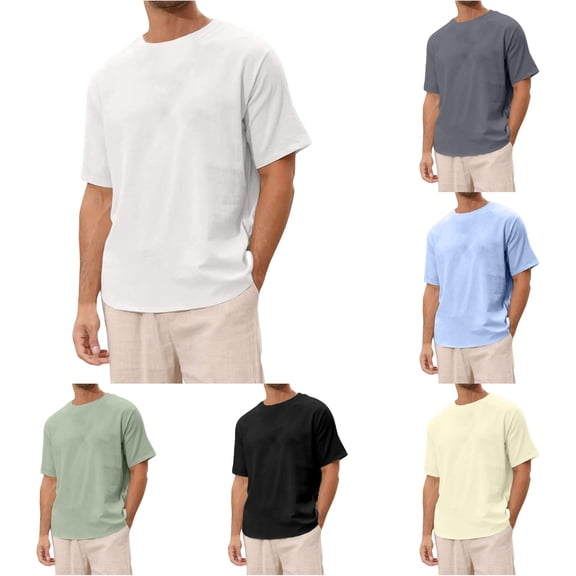 NinXxx Men's Solid Short Sleeve Crew Neck Beach Top White XXXL