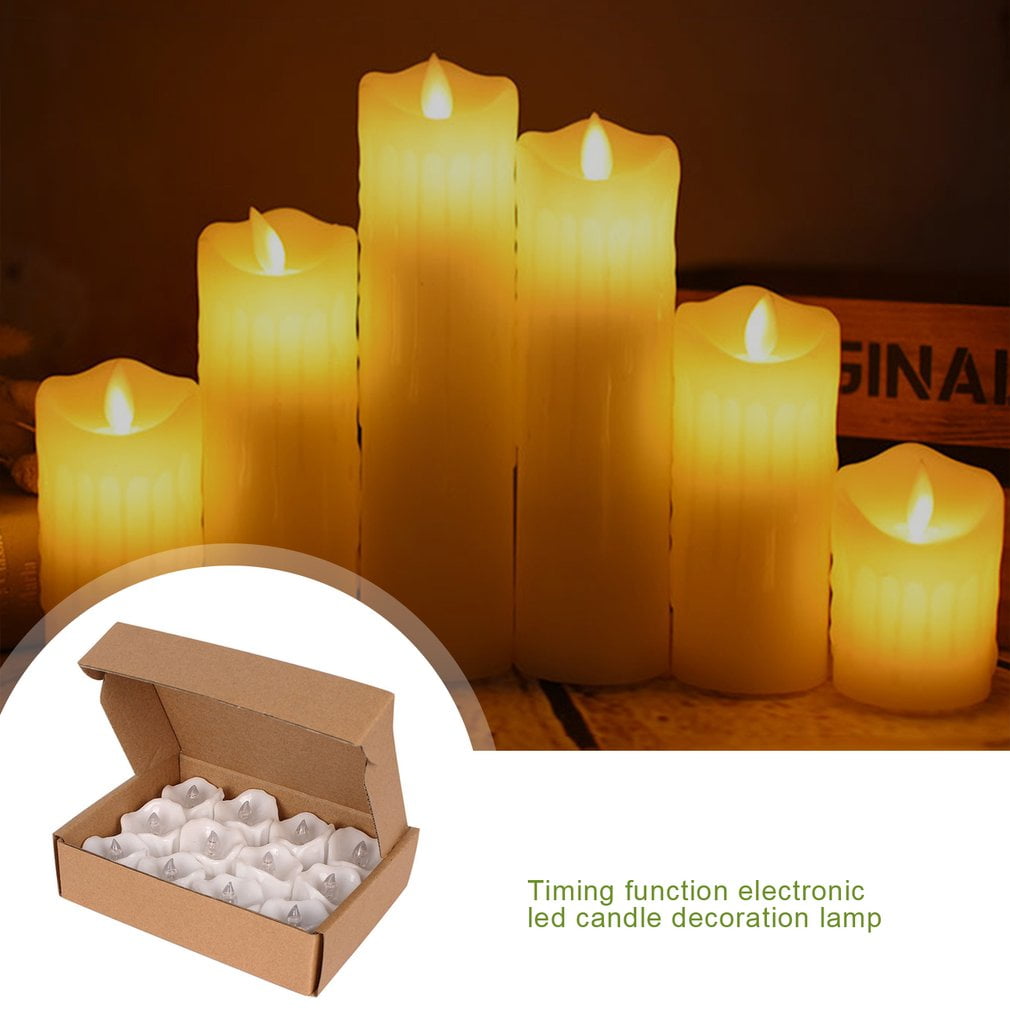 12Pcs LED Tea Lights Warm White Battery Candle Light Lamp Flameless
