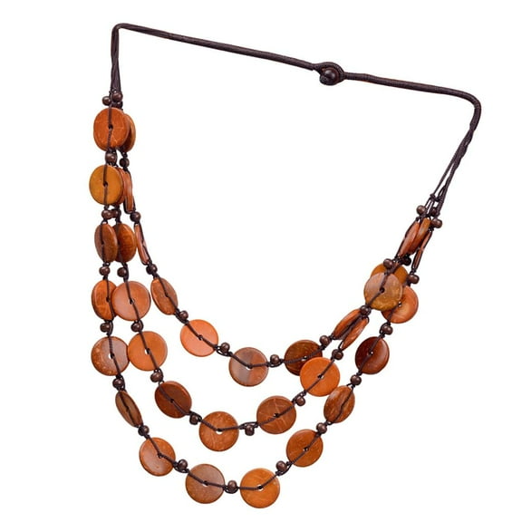 Long Beads Pendant Necklace Colorful Women Necklace with Tassel Orange