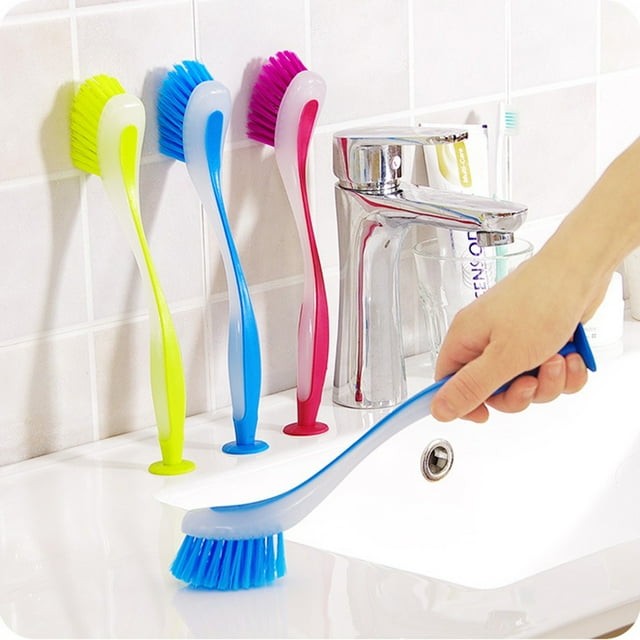 Product Title Cleaning Brush Kitchen Utensil Suction Long Handle Colorful Dishwashing Brush Cleaning Brush 3PCS