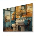 thumbnail image 2 of Designart "Turquoise Painted Bathroom I" Bath & Laundry Print on Natural Pine Wood, 2 of 5