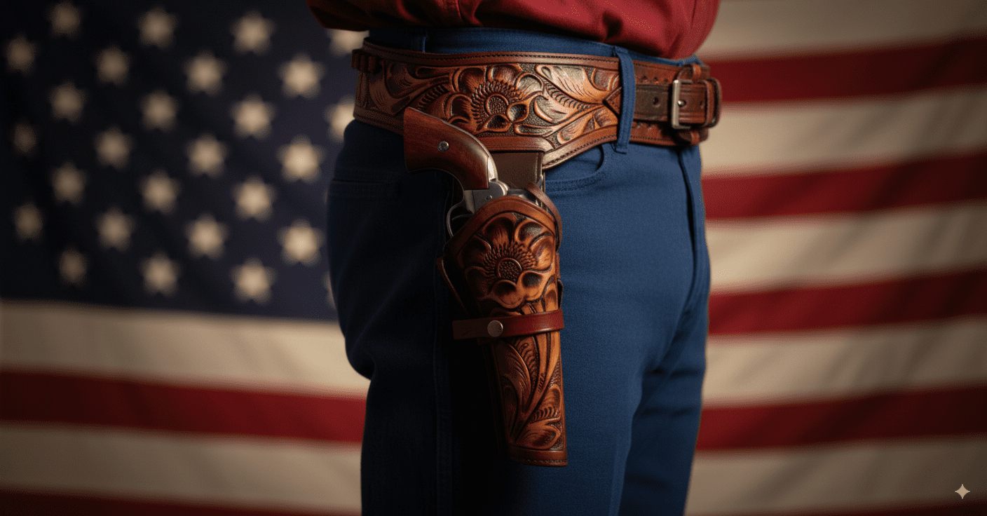 TJAYZ Western Drop Loop Leather Gun Belt and Holster, Right Hand, 44/45 Caliber, HARVEST 42"