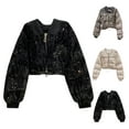 thumbnail image 4 of Otqutp Kids Sequin Jacket Winter Short Puffer Down Coat Teens Girls Glitter Shrug Lightweight Windbreaker Zip Up Outerwear, 4 of 5