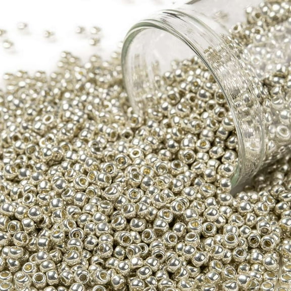 TOHO Round Seed Beads Japanese Seed Beads (558) Silver Metallic 11/0 2.2mm Hole: 0.8mm about 1110pcs/10g