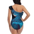 thumbnail image 5 of Picia Modern Style Blue Parrot Pattern Women's One Piece Swimsuits,One Shoulder Swimwear Asymmetric ,Ruffle Monokinis Bathing Suits,High Waisted Flattering Bathing Suits-Large, 5 of 8