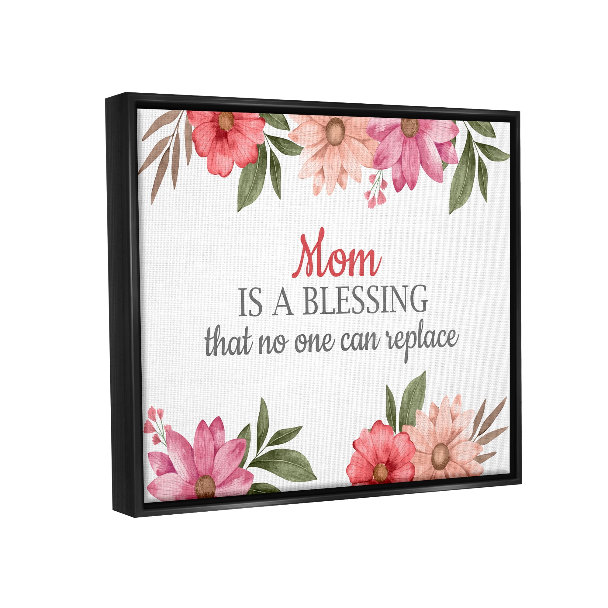 Stupell Industries Floral Mom Appreciation Botanical & Floral Painting Black Floater Framed Art Print Wall Art, 31 x 25