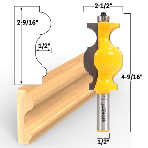 2-9/16" Chair Rail Molding Router Bit - 1/2" Shank - Yonico 18122