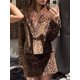 thumbnail image 2 of Conjuntos elegantes de minifalda de leopardo y animales para mujer, chaqueta elegante con solapa, Falda corta de línea A, traje de 2 piezas, trajes de oficina para mujer, 2 of 5