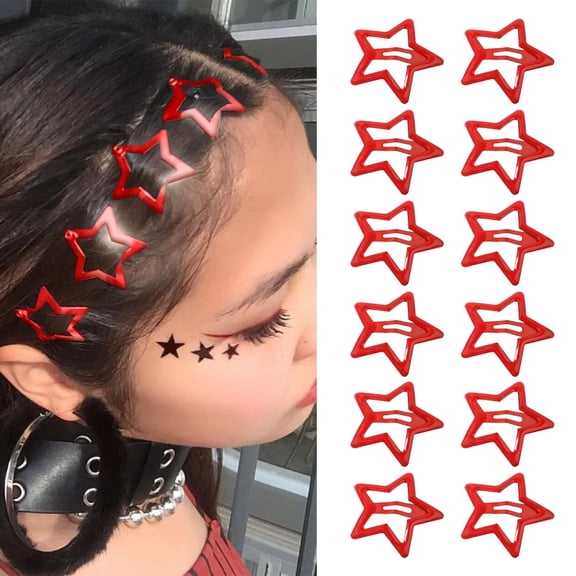 12 PCS Star Hair Clips Snap Barrettes Non Hair Accessories for Girls Women 12PCS